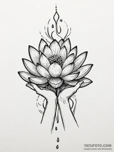 Kappa (water spirit) holding a lotus flower,... - эскиз тату (№1751802179_0, 06.07.2025 11:42) — Tatufoto.com