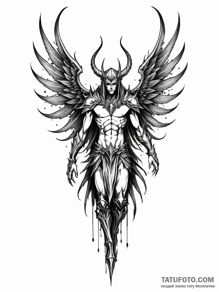 Corrupted paladin with one holy and one demon... - эскиз тату (№1751809920_0, 06.07.2025 13:52) — Tatufoto.com
