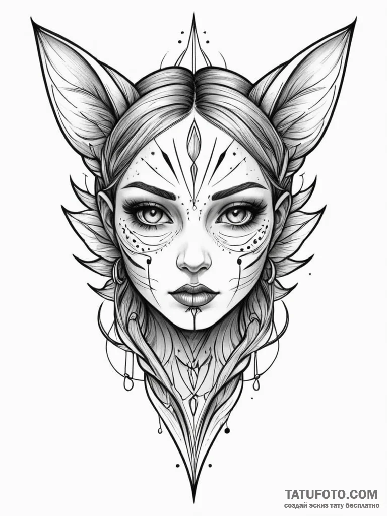 F, artistic tattoo sketch, muted color palett... - эскиз тату (№1751810009_0, 06.07.2025 13:53) — Tatufoto.com