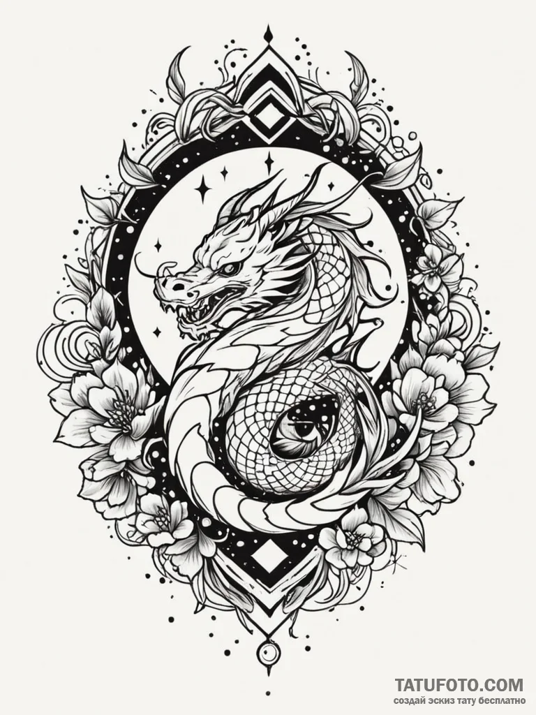 Night sigil crowned with stars, tattoo drawin... - эскиз тату (№1751810180_0, 06.07.2025 13:56) — Tatufoto.com