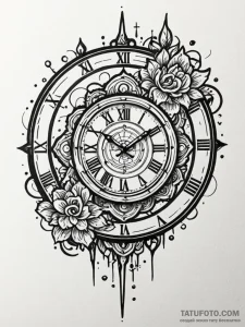 A detailed broken wall clock, still,, tattoo... - эскиз тату (№1751813796_0, 06.07.2025 14:56) — Tatufoto.com
