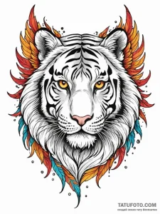 Angel tiger with fiery wings, tattoo sketch d... - эскиз тату (№1751813965_0, 06.07.2025 14:59) — Tatufoto.com