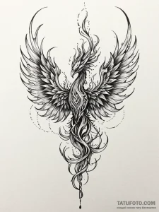 Abyssal phoenix reborn in bone flame, tattoo... - эскиз тату (№1751814049_0, 06.07.2025 15:00) — Tatufoto.com