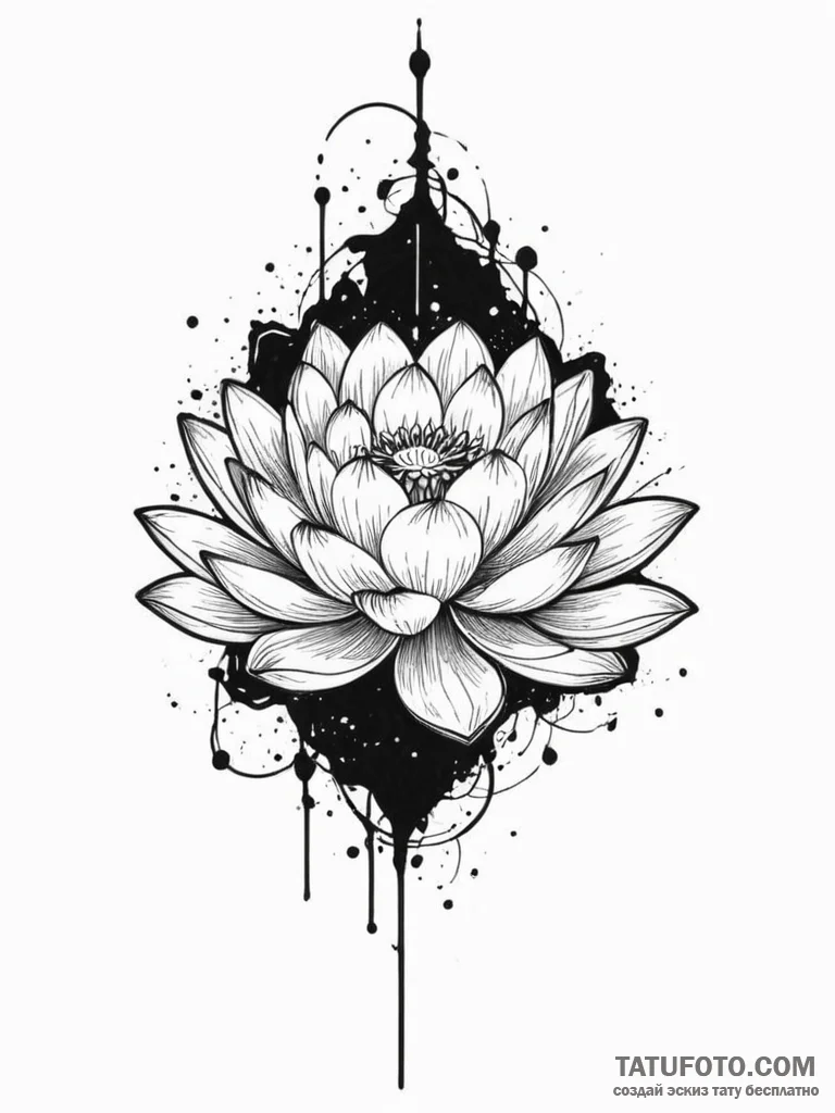 Lotus, tattoo line art, dynamic composition,... - эскиз тату (№1751814133_0, 06.07.2025 15:02) — Tatufoto.com