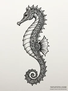 Seahorse, artistic tattoo sketch, clear image... - эскиз тату (№1751814218_0, 06.07.2025 15:03) — Tatufoto.com