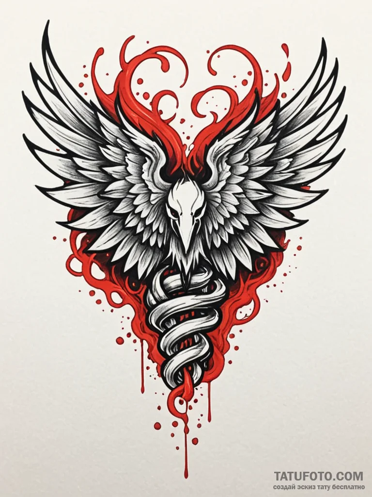 Burning wings chained to stone, tattoo line a... - эскиз тату (№1751814388_0, 06.07.2025 15:06) — Tatufoto.com