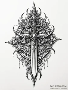 Dagger echoing spectral light, artistic tatto... - эскиз тату (№1751814727_0, 06.07.2025 15:12) — Tatufoto.com