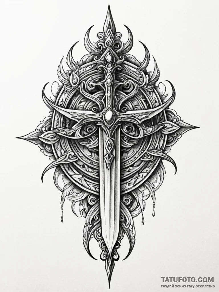 Dagger echoing spectral light, artistic tatto… — эскиз тату (№1751814727_0, 06.07.2025 15:12) — Tatufoto.com