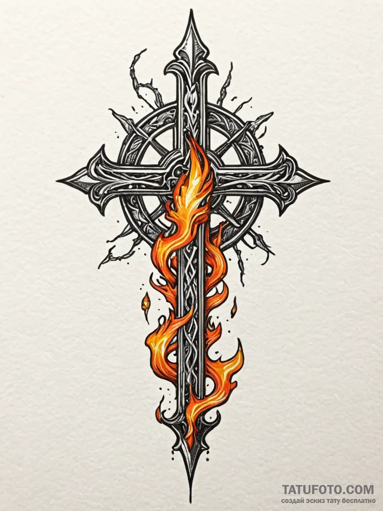 Dagger piercing sigil of flame, artistic tatt... - эскиз тату (№1751814978_0, 06.07.2025 15:16) — Tatufoto.com
