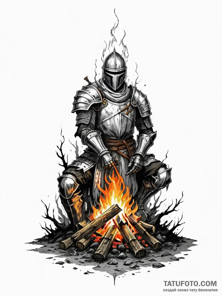 A "bonfire" from dark souls - эскиз тату (№1751815145_0, 06.07.2025 15:19) — Tatufoto.com