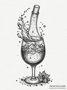 Krater spilling celestial wine, tattoo sketch... - эскиз тату (№1751815480_0, 06.07.2025 15:24) — Tatufoto.com