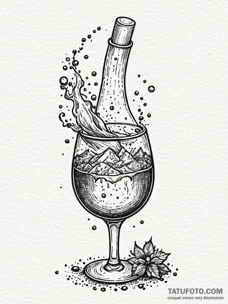Krater spilling celestial wine, tattoo sketch... - эскиз тату (№1751815480_0, 06.07.2025 15:24) — Tatufoto.com