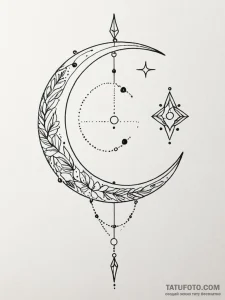 Artemis's bow made from a crescent moon, with... - эскиз тату (№1751815902_0, 06.07.2025 15:31) — Tatufoto.com