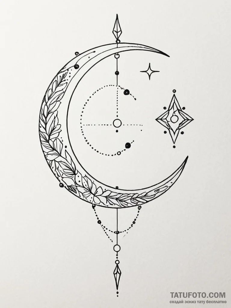 Artemis's bow made from a crescent moon, with... - эскиз тату (№1751815902_0, 06.07.2025 15:31) — Tatufoto.com