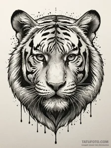 A regal bengal tiger face, powerful and detai... - эскиз тату (№1751815987_0, 06.07.2025 15:33) — Tatufoto.com
