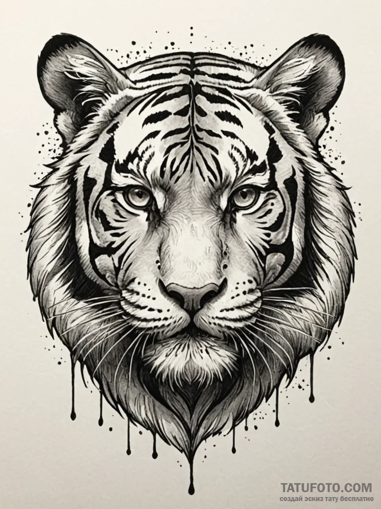 A regal bengal tiger face, powerful and detai... - эскиз тату (№1751815987_0, 06.07.2025 15:33) — Tatufoto.com