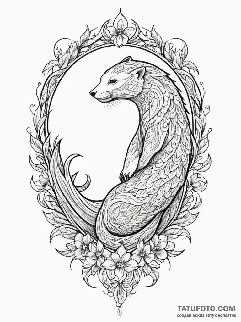 Selkie, tattoo drawing outline, minimalist ap... - эскиз тату (№1751816071_0, 06.07.2025 15:34) — Tatufoto.com
