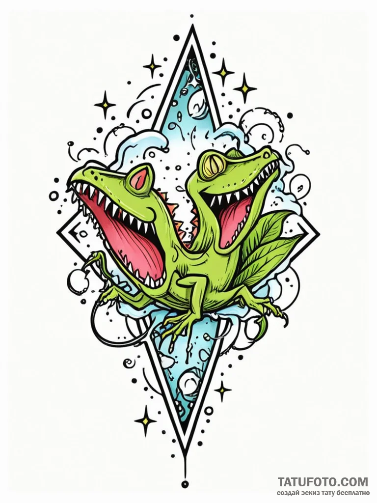 Venus flytrap closing on a falling star, tatt... - эскиз тату (№1751816409_0, 06.07.2025 15:40) — Tatufoto.com