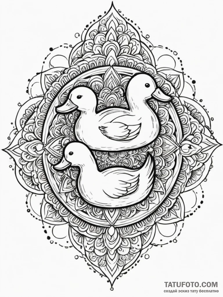 A whimsical bubble bath with rubber duckies,… — эскиз тату (№1751816577_0, 06.07.2025 15:42) — Tatufoto.com