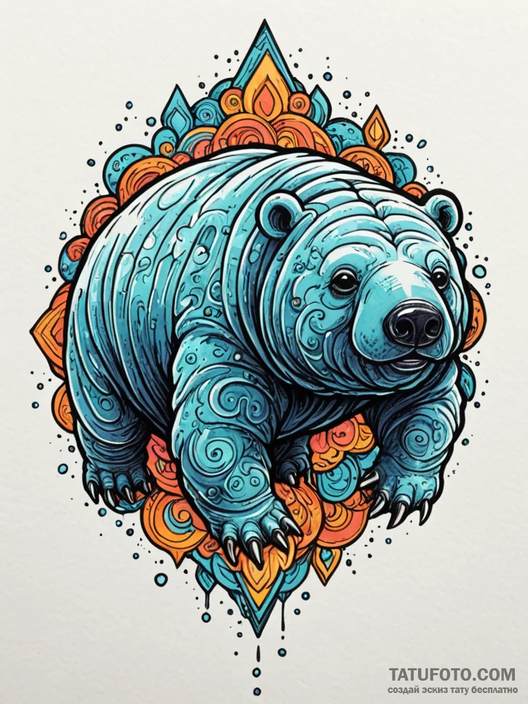 Tardigrade (water bear), ink illustration for... - эскиз тату (№1751817168_0, 06.07.2025 15:52) — Tatufoto.com