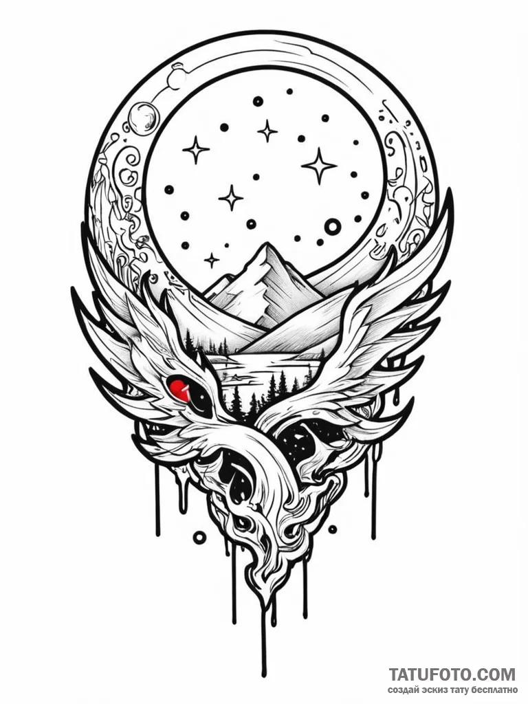 Xenon talon beneath celestial arch, tattoo dr… — эскиз тату (№1751817421_0, 06.07.2025 15:57) — Tatufoto.com