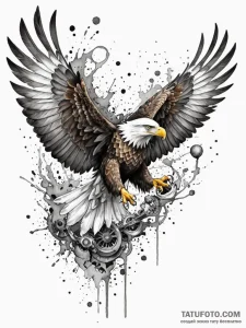 Eagle in a steep dive, talons extended, morph... - эскиз тату (№1751817504_0, 06.07.2025 15:58) — Tatufoto.com
