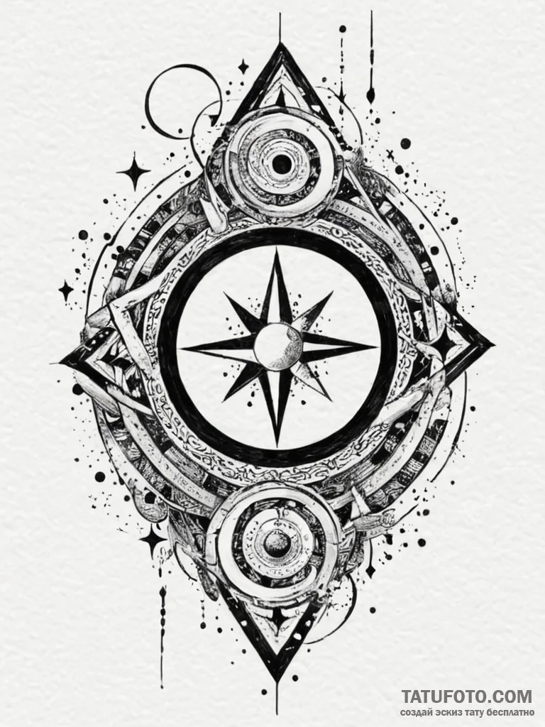 Tomb sigil spiraling through stars, concept a... - эскиз тату (№1751817673_0, 06.07.2025 16:01) — Tatufoto.com