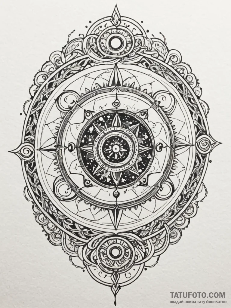 Astrolabe, tattoo flash sheet design, ornamen... - эскиз тату (№1751817925_0, 06.07.2025 16:05) — Tatufoto.com