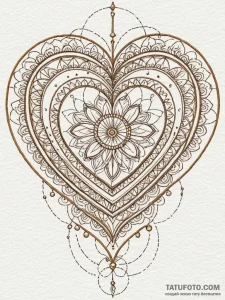 Embroidered heart with a needle and golden th... - эскиз тату (№1751818513_0, 06.07.2025 16:15) — Tatufoto.com