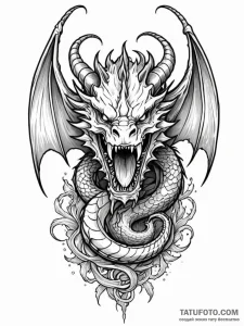 Dragon maw devouring light, tattoo flash shee... - эскиз тату (№1751819268_0, 06.07.2025 16:27) — Tatufoto.com