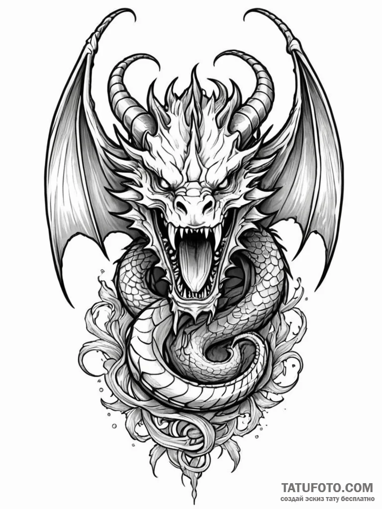 Dragon maw devouring light, tattoo flash shee… — эскиз тату (№1751819268_0, 06.07.2025 16:27) — Tatufoto.com
