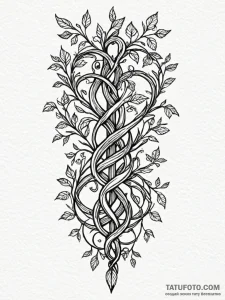 Druid staff entwined with vines, concept art... - эскиз тату (№1751819437_0, 06.07.2025 16:30) — Tatufoto.com