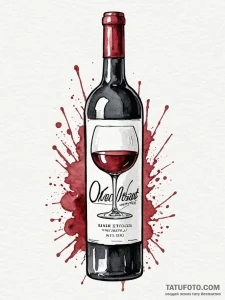 Wine bottle, aged and valuable, from a signif... - эскиз тату (№1751819521_0, 06.07.2025 16:32) — Tatufoto.com