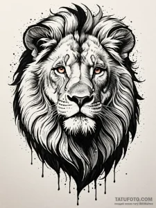Lion, mature and regal, at rest but aware, ar... - эскиз тату (№1751819605_0, 06.07.2025 16:33) — Tatufoto.com