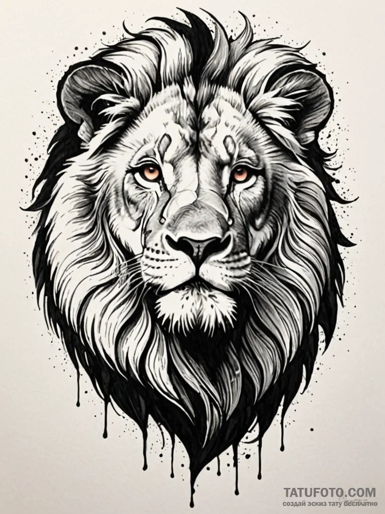Lion, mature and regal, at rest but aware, ar... - эскиз тату (№1751819605_0, 06.07.2025 16:33) — Tatufoto.com