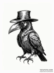 Crow wearing a plague doctor mask, ink illust... - эскиз тату (№1751819773_0, 06.07.2025 16:36) — Tatufoto.com