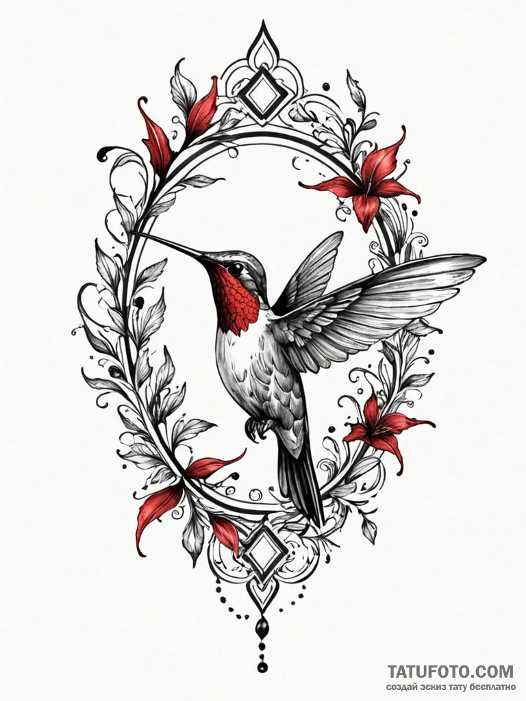 Watercolor hummingbird, its colors bleeding s... - эскиз тату (№1751820064_0, 06.07.2025 16:41) — Tatufoto.com