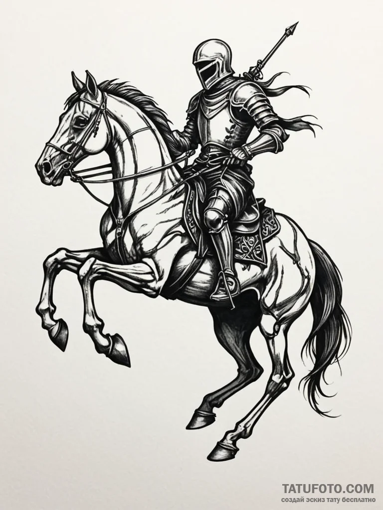Journeying knight on a skeletal horse, tattoo… — эскиз тату (№1751820233_0, 06.07.2025 16:43) — Tatufoto.com