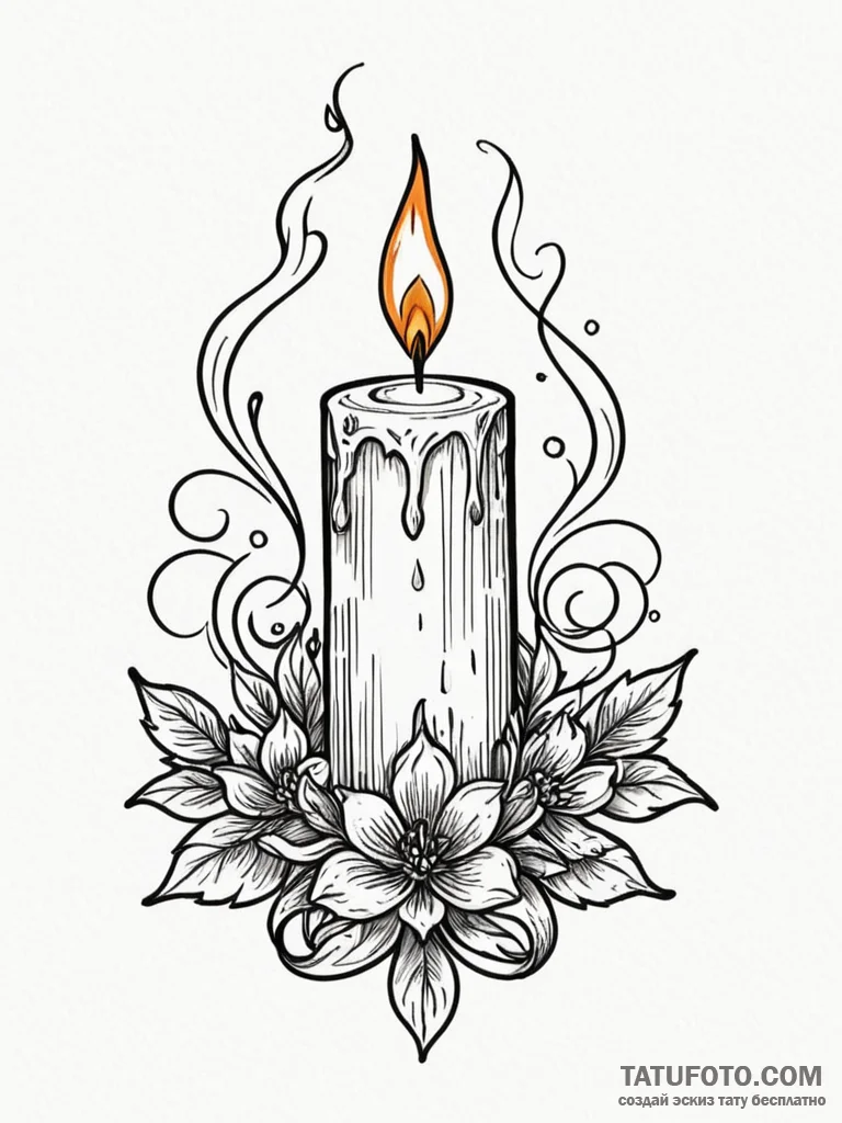 A powerful burning candle with smoke, fading,… — эскиз тату (№1751820317_0, 06.07.2025 16:45) — Tatufoto.com