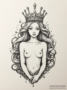 Abyssal mermaid with a crown of luminous pear... - эскиз тату (№1751820572_0, 06.07.2025 16:49) — Tatufoto.com