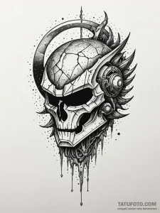 Jagged helm beneath shattered moon, tattoo dr... - эскиз тату (№1751820742_0, 06.07.2025 16:52) — Tatufoto.com