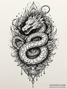 Nebula serpent crowned with light, tattoo fla... - эскиз тату (№1751820827_0, 06.07.2025 16:53) — Tatufoto.com