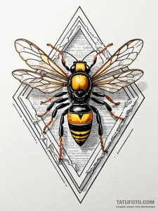 Paper wasp building a nest from shredded book... - эскиз тату (№1751821081_0, 06.07.2025 16:58) — Tatufoto.com
