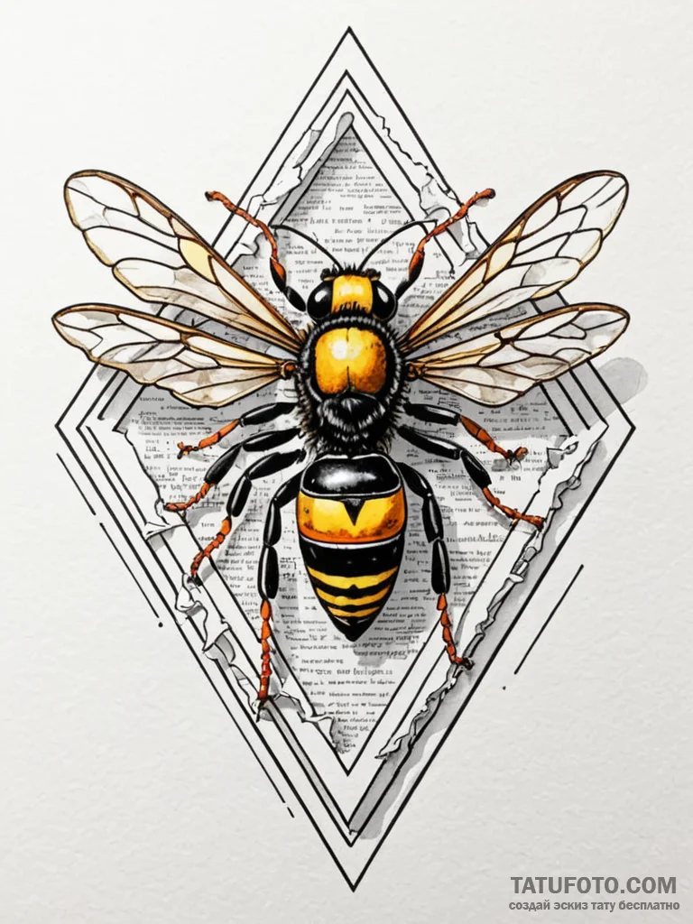 Paper wasp building a nest from shredded book… — эскиз тату (№1751821081_0, 06.07.2025 16:58) — Tatufoto.com