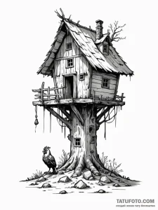 Baba yaga's hut on chicken legs, concept art... - эскиз тату (№1751821250_0, 06.07.2025 17:00) — Tatufoto.com