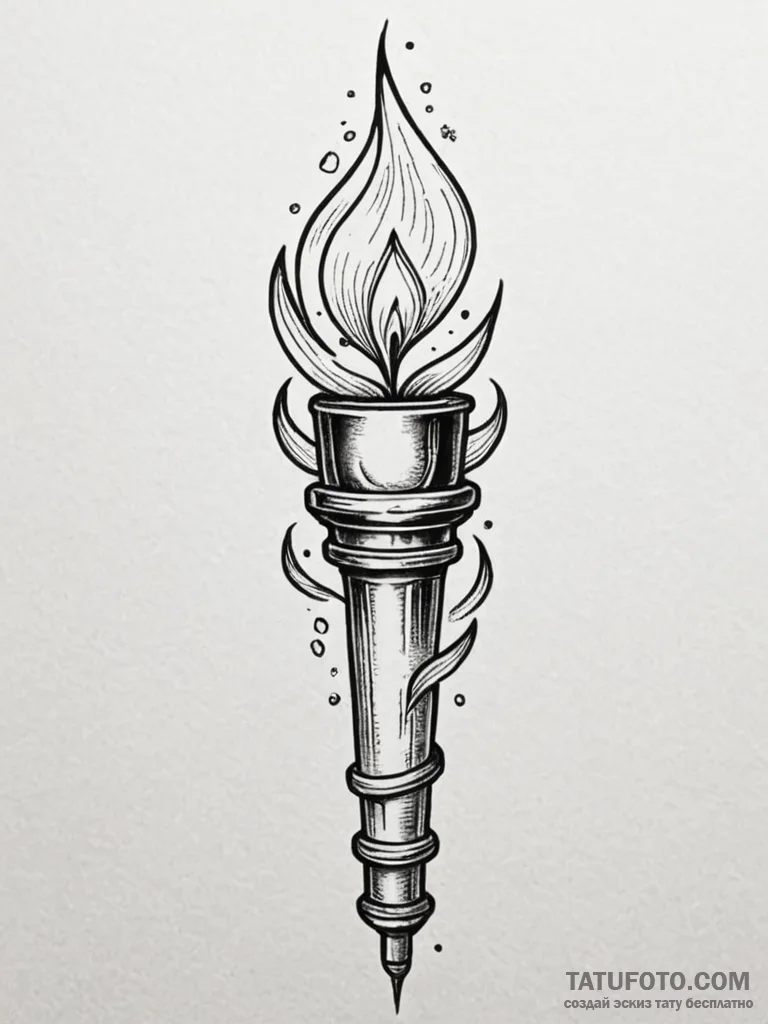 Torch, tattoo drawing outline, black and grey... - эскиз тату (№1751821504_0, 06.07.2025 17:05) — Tatufoto.com