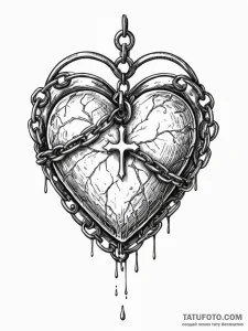 Chained heart encased in ice, tattoo drawing... - эскиз тату (№1751822135_0, 06.07.2025 17:15) — Tatufoto.com