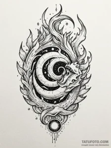 Jade relic devouring celestial flame, artisti... - эскиз тату (№1751822472_0, 06.07.2025 17:21) — Tatufoto.com