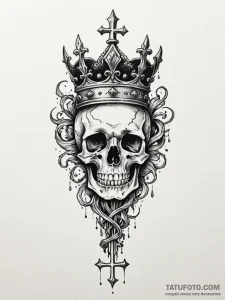 Crown of bone held aloft, tattoo sketch desig... - эскиз тату (№1751822555_0, 06.07.2025 17:22) — Tatufoto.com