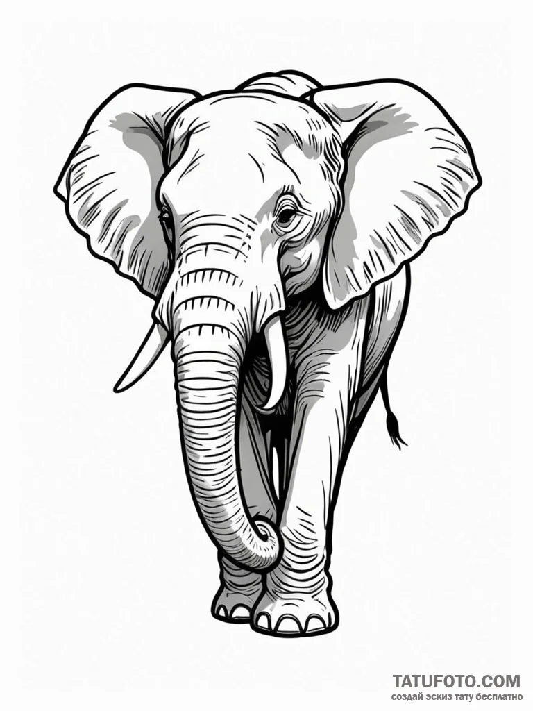 Elephant, symbolizing wisdom, memory, and loy... - эскиз тату (№1751822639_0, 06.07.2025 17:23) — Tatufoto.com